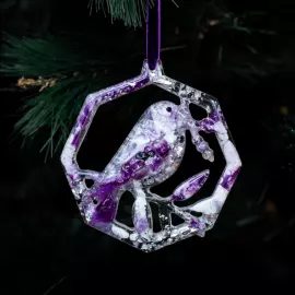 Christmas tree toy with amethyst "Bullfinch" collection "Stories"